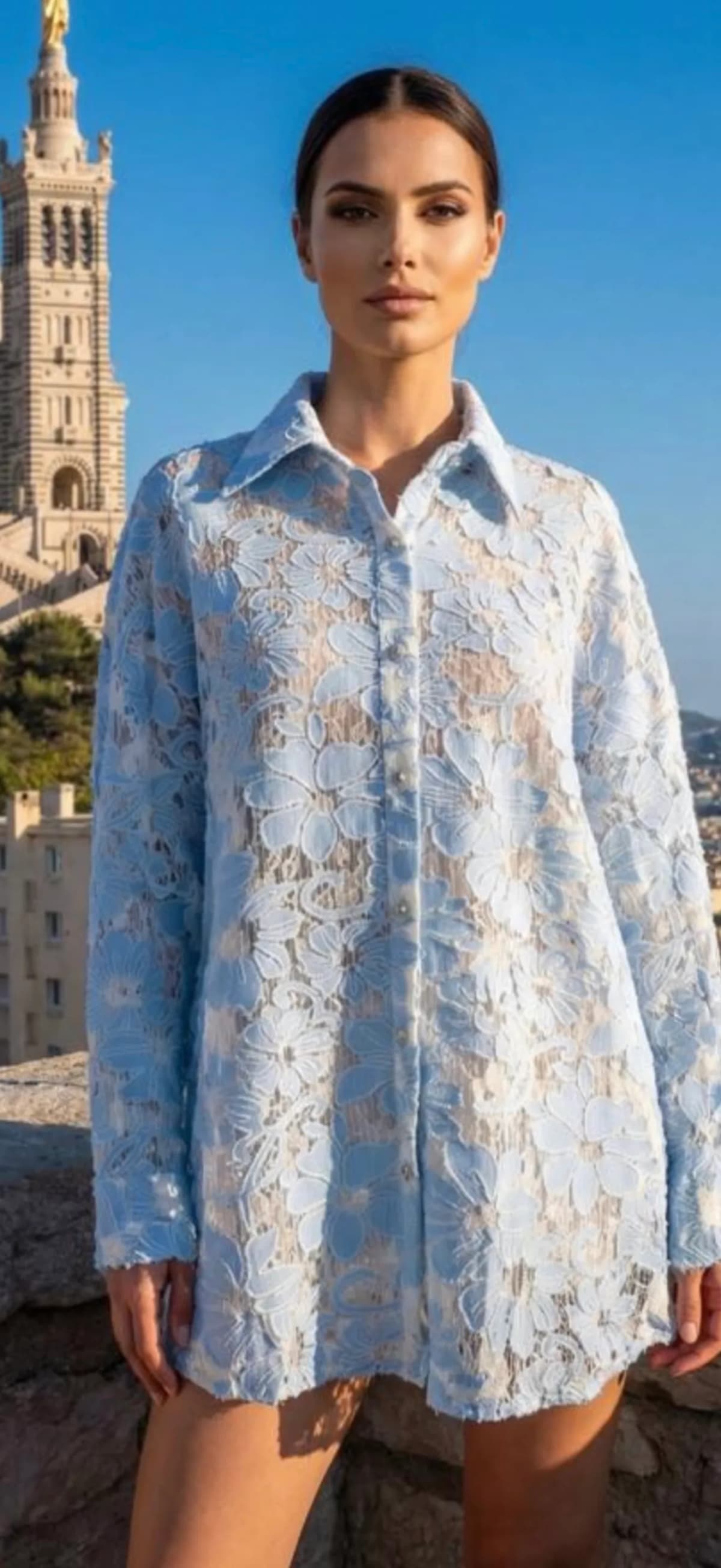 Chemise MYKONOS en coton bleu, visuel 8
