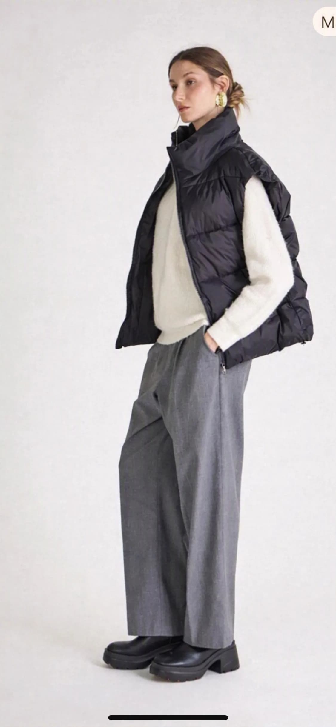 Doudoune sans manches Helena en polyester noir, de profil