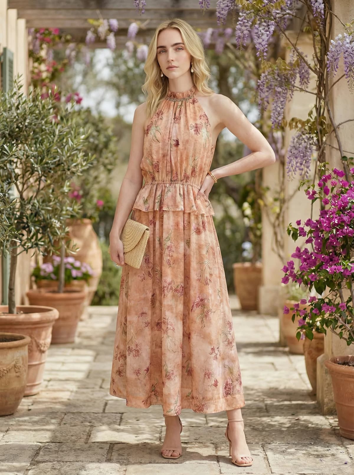 Robe ALYSON en tencel orange, vue de détail