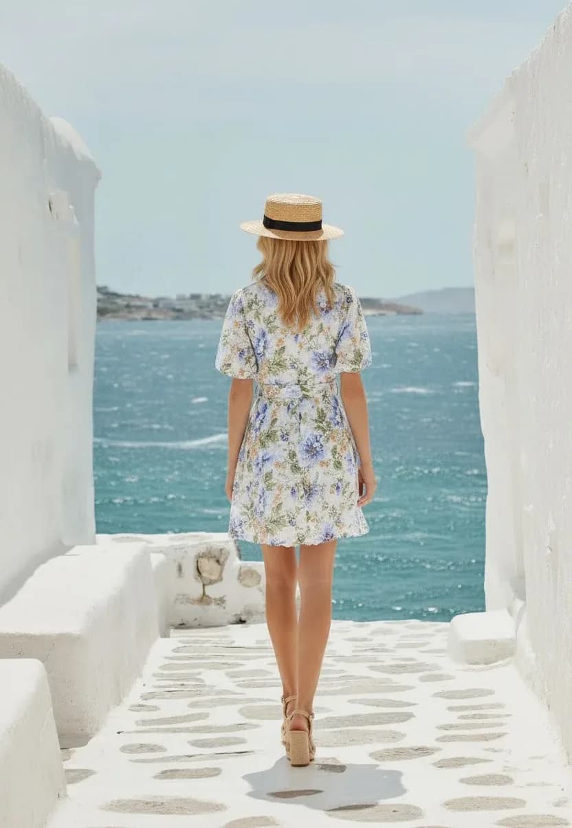 Robe CHALICE bleu en polyester bleu, vue de détail