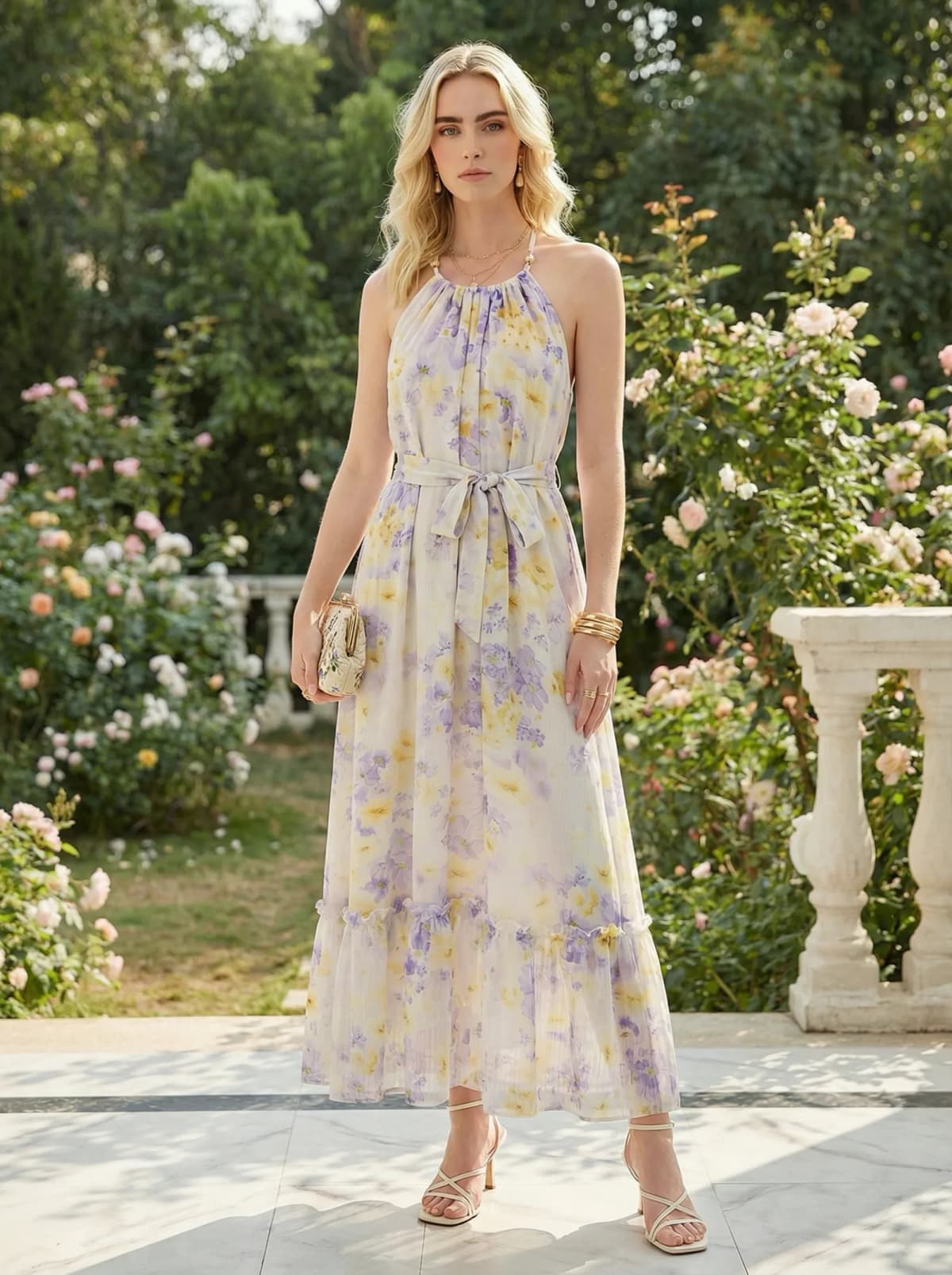 Robe EMILIA en polyester multicolore, de face
