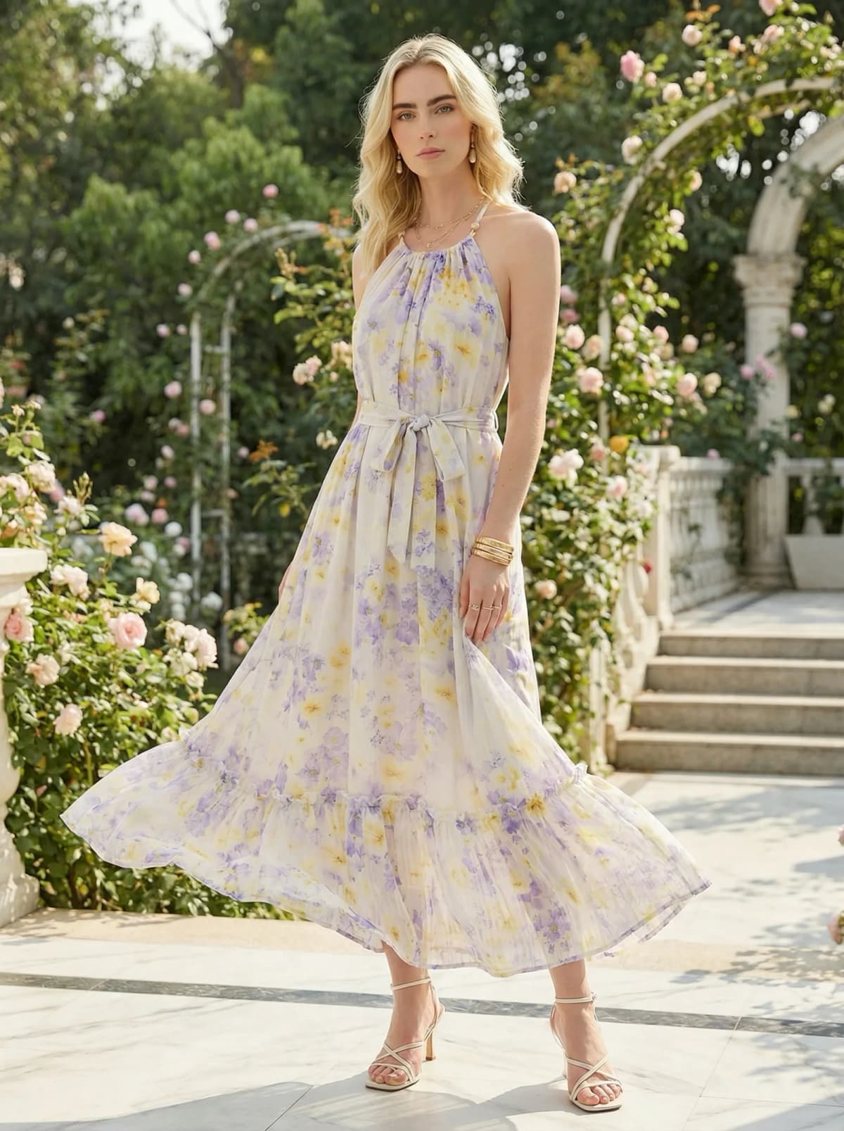 Robe EMILIA en polyester multicolore, vue de détail