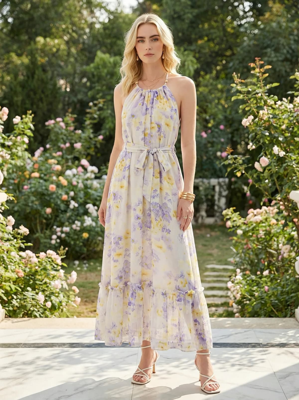 Robe EMILIA en polyester multicolore, à plat