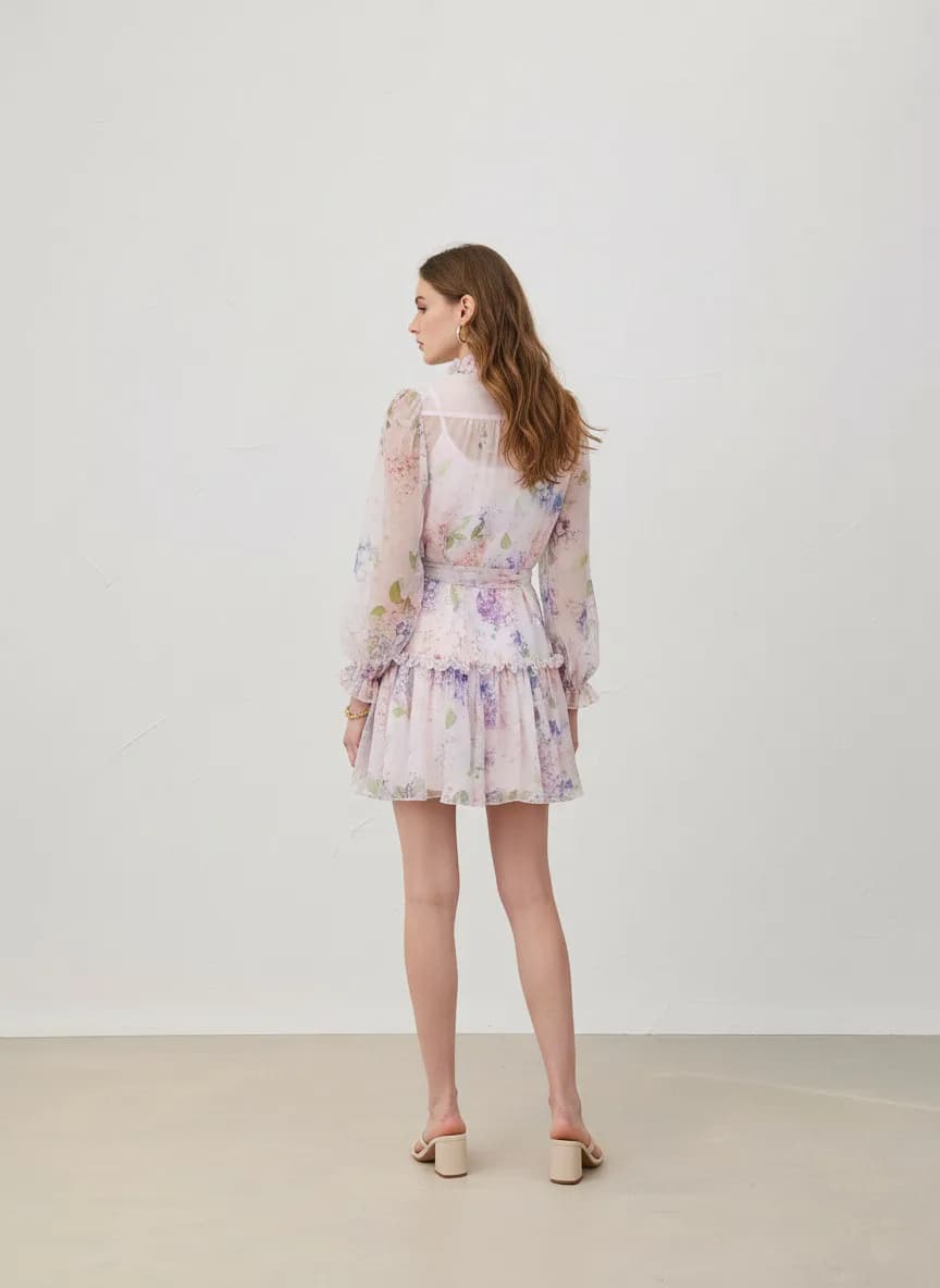 Robe Molly en polyester rose poudré lila, de profil