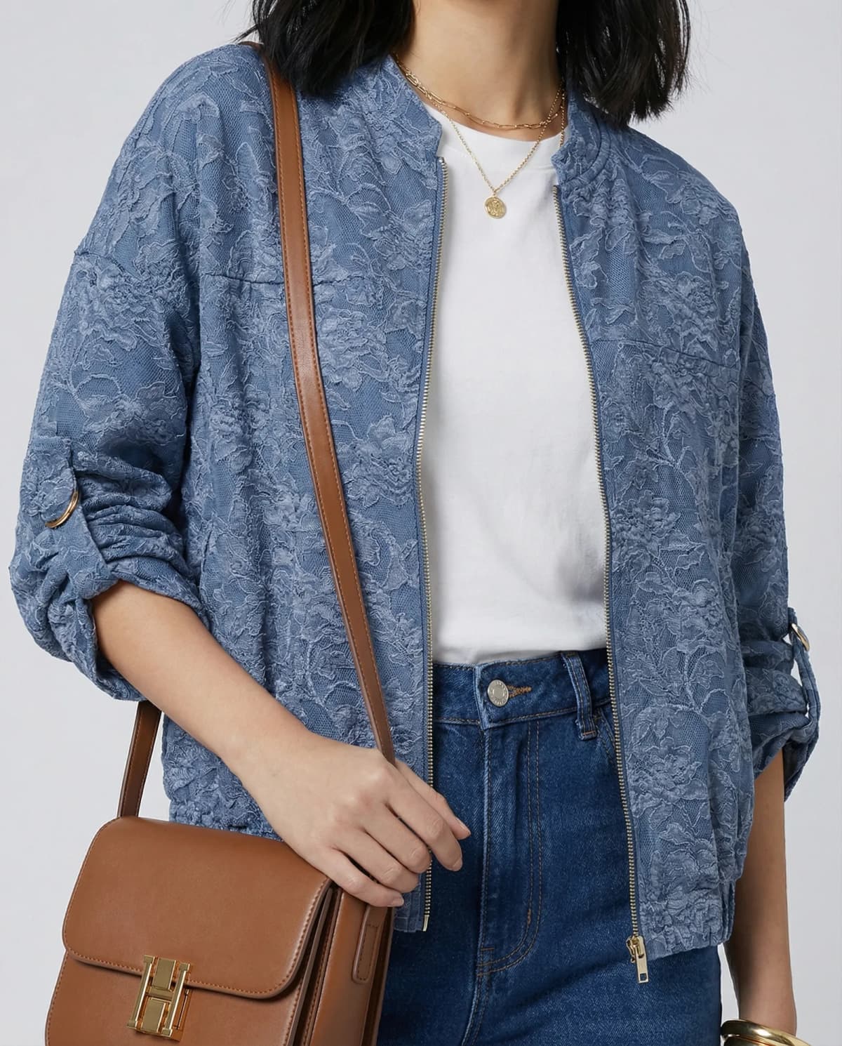 Veste ANNA en viscose bleu, de face