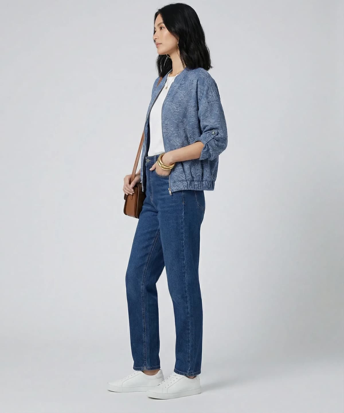Veste ANNA en viscose bleu, vue de détail