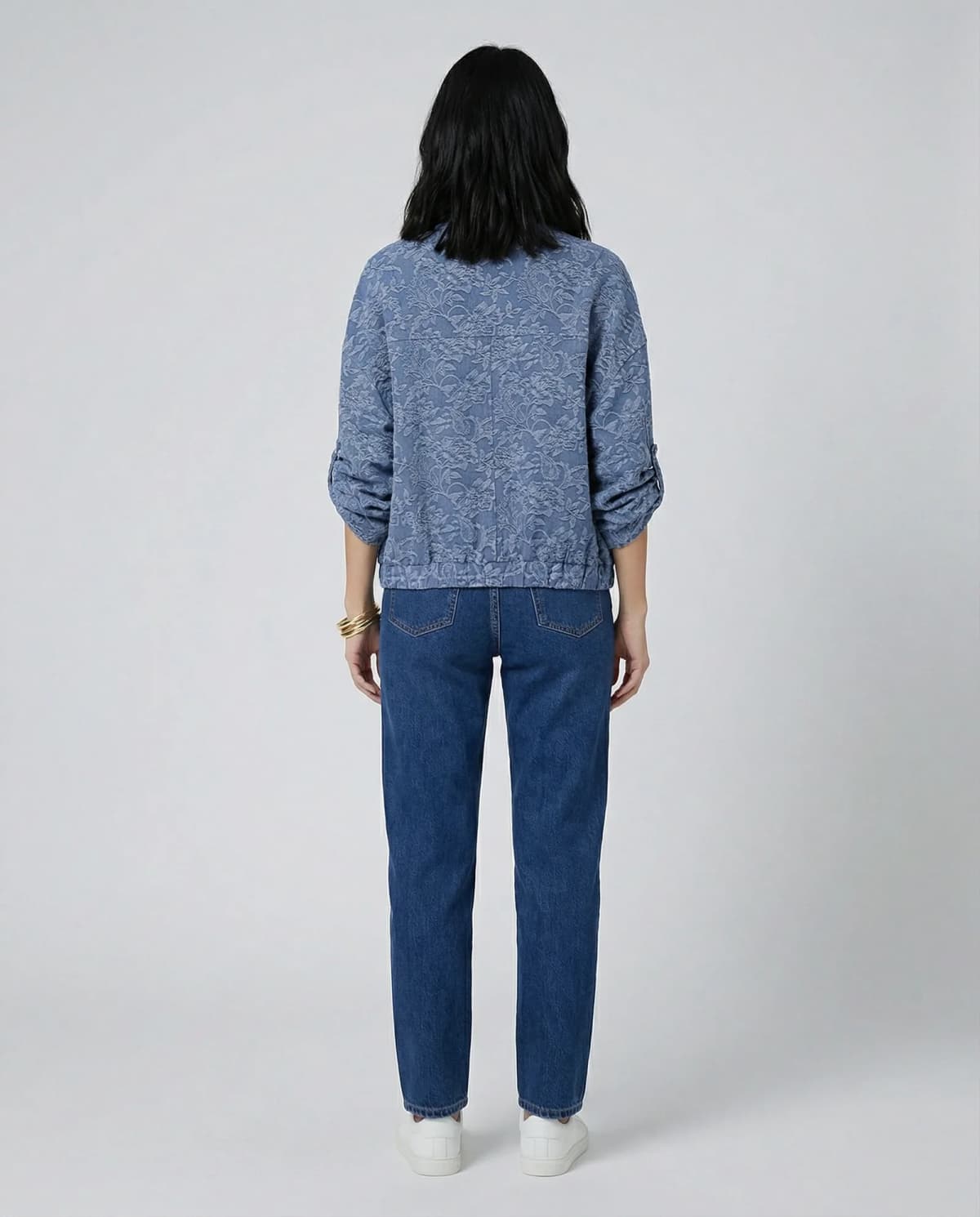 Veste ANNA en viscose bleu, de profil