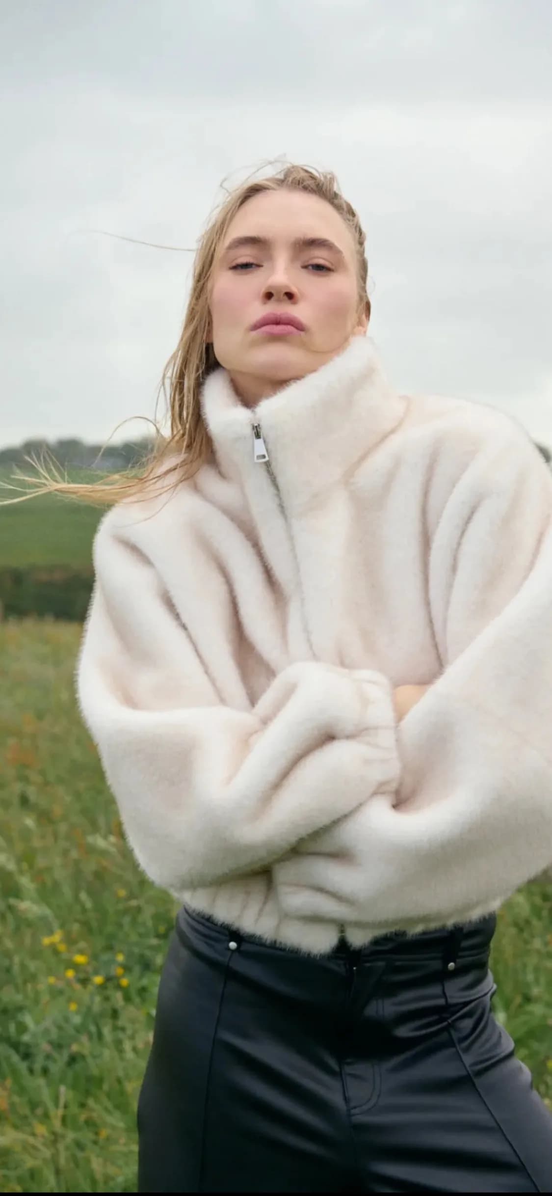 Veste Josie en polyester crème, de face