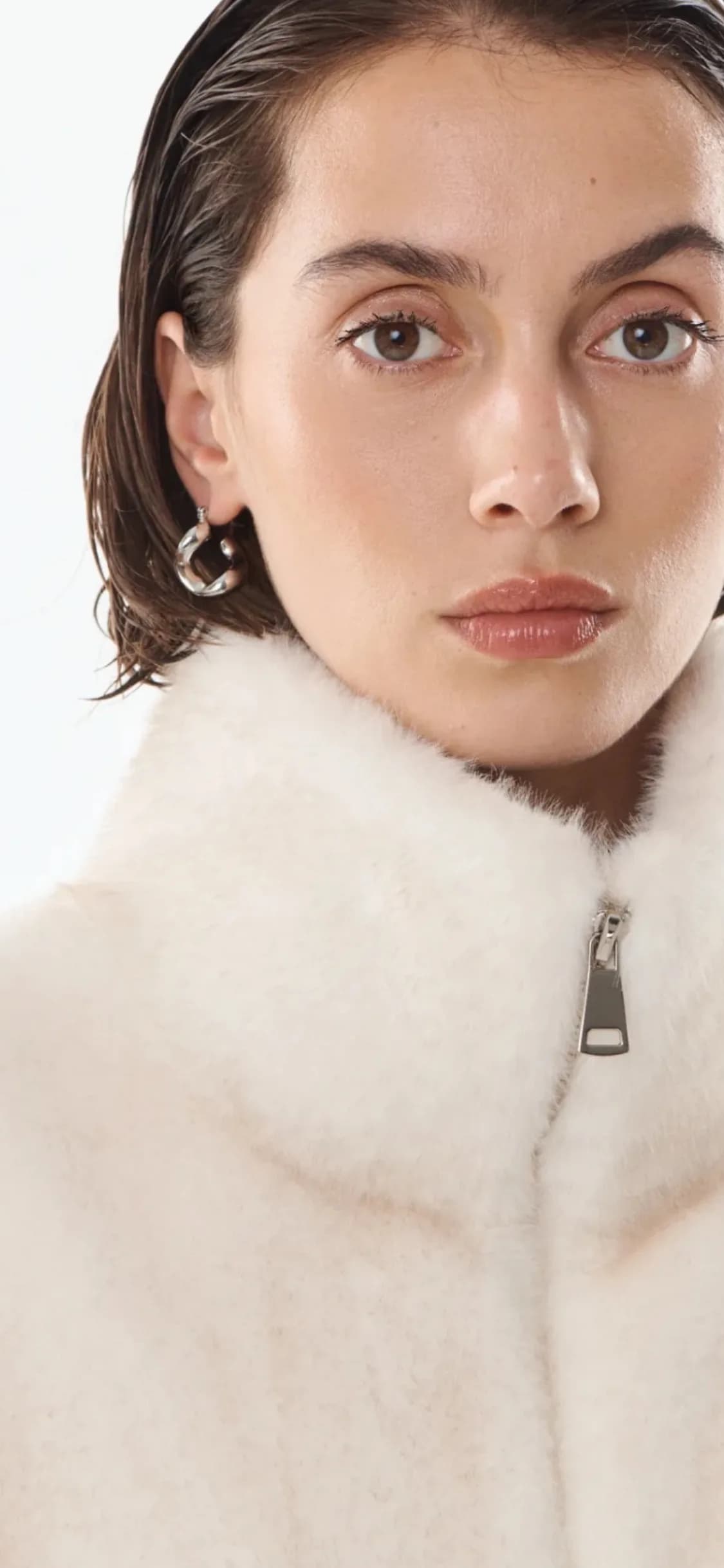 Veste Josie en polyester crème, de profil