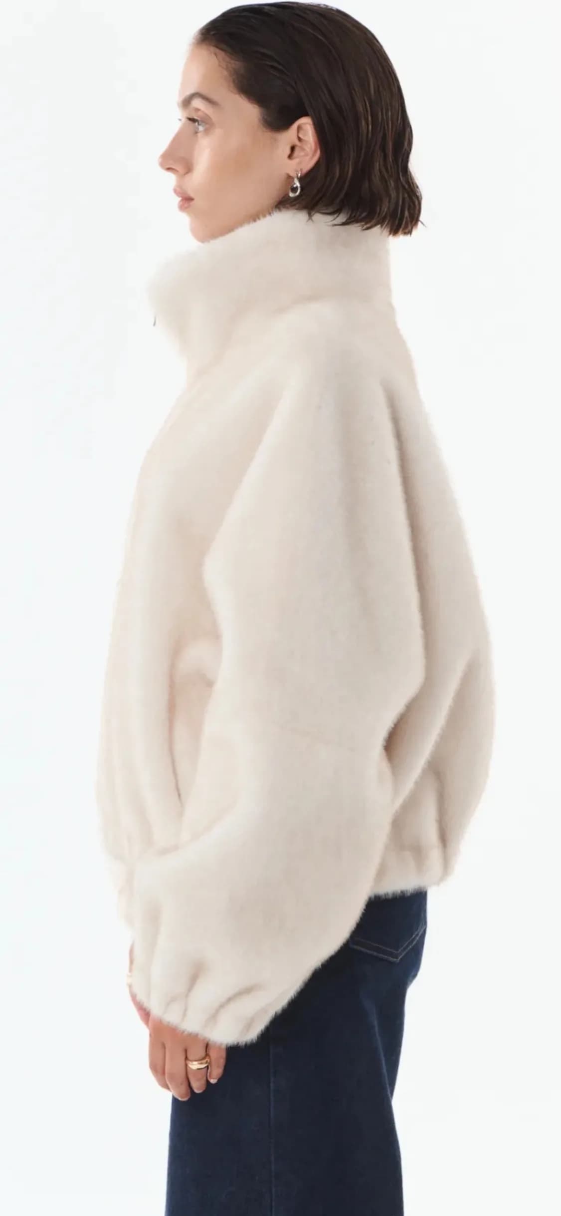 Veste Josie en polyester crème, détail de la matière