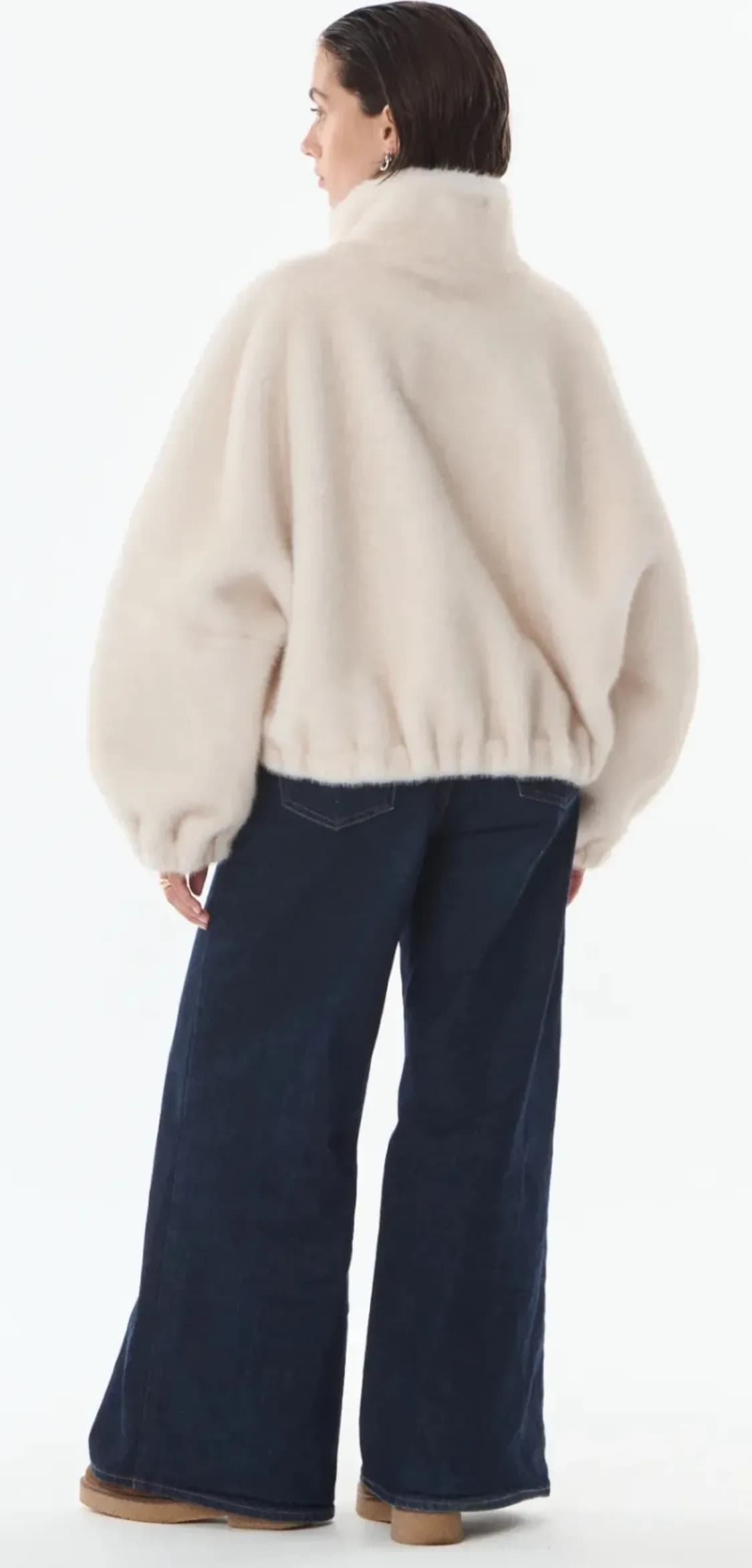 Veste Josie en polyester crème, détail des finitions