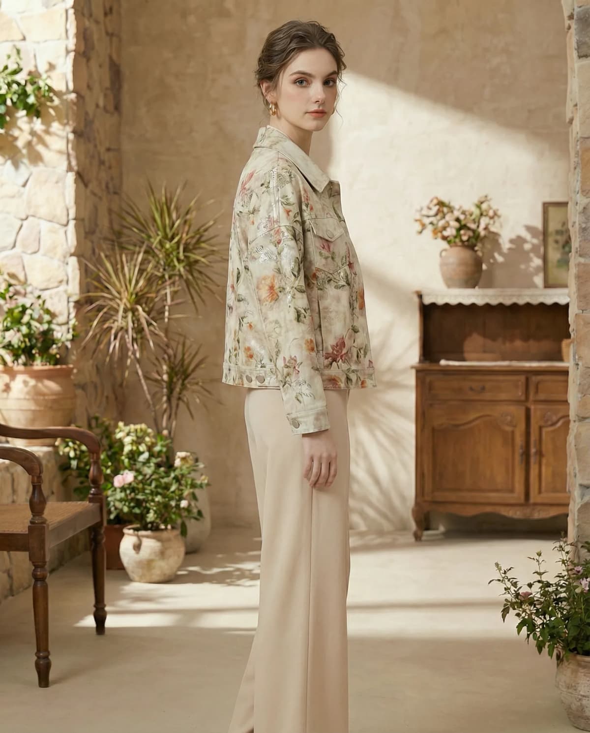 Veste Ambre en coton multicolore, de profil