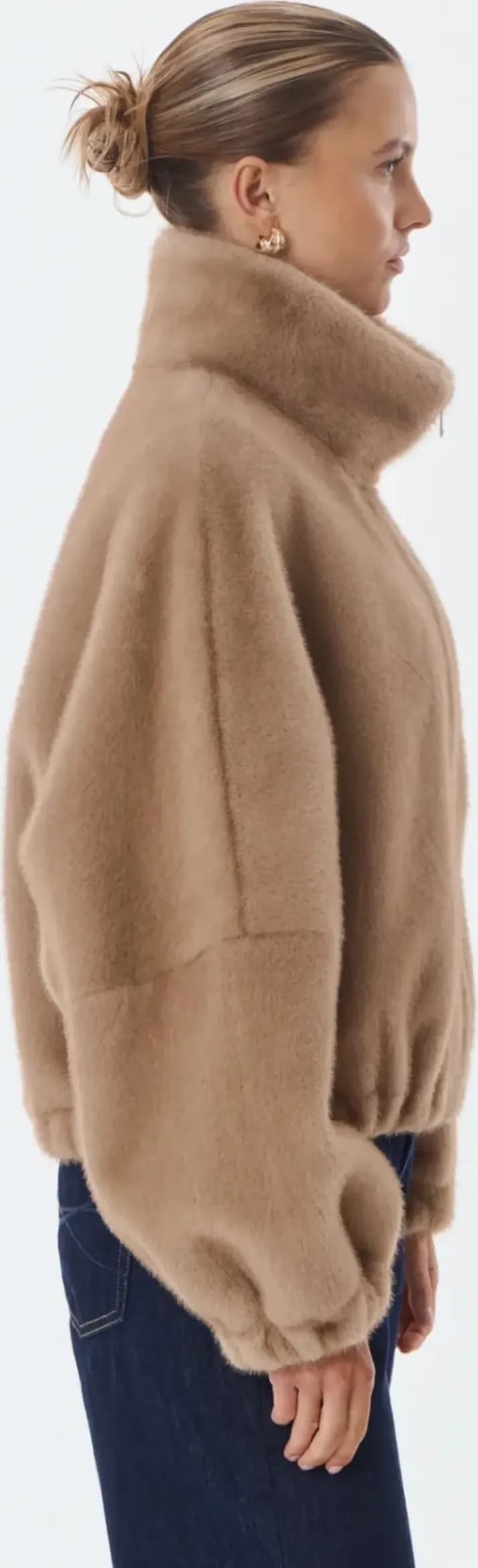 Veste Josie en polyester taupe, de profil