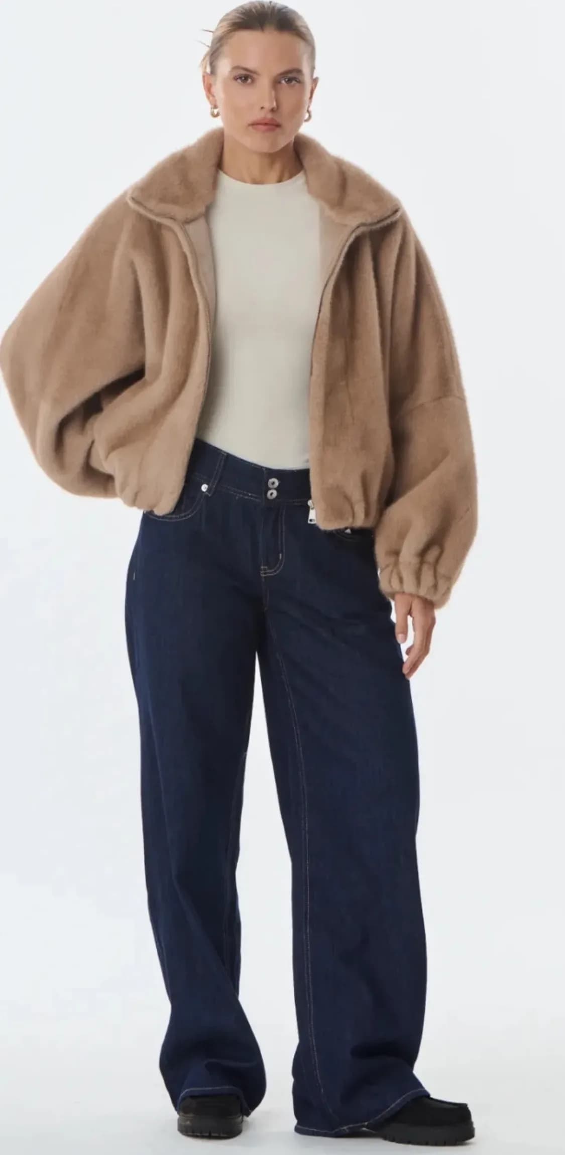 Veste Josie en polyester taupe, à plat