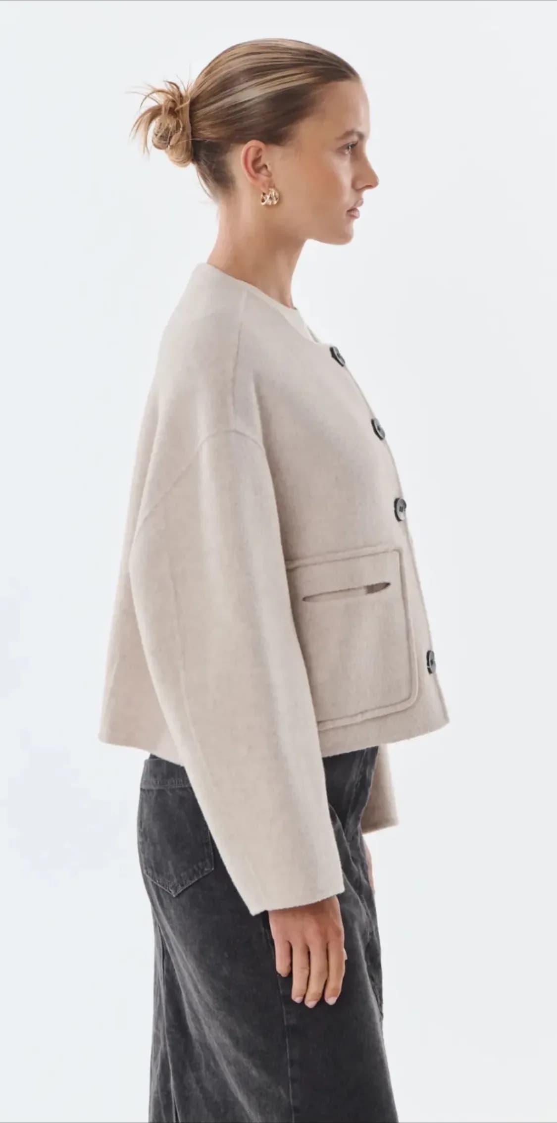 Veste Karen en laine, détail de la matière