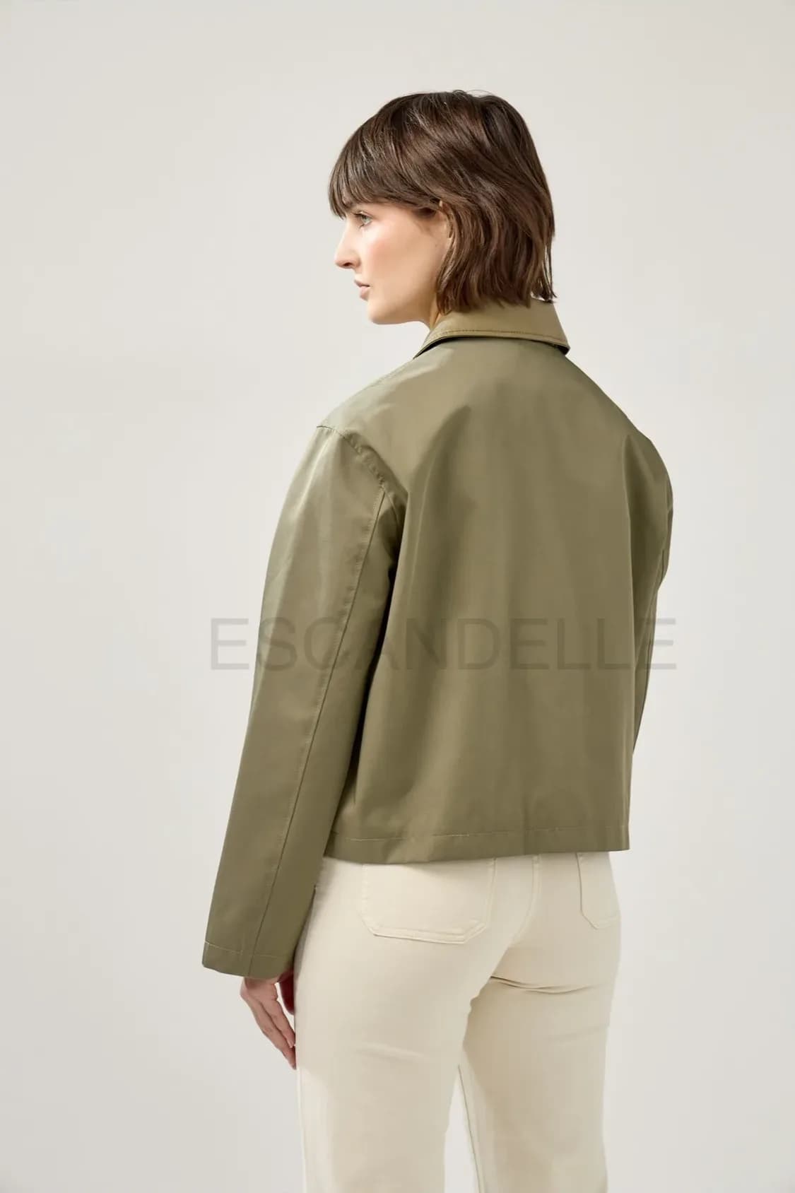 Veste Melina en coton kaki, à plat