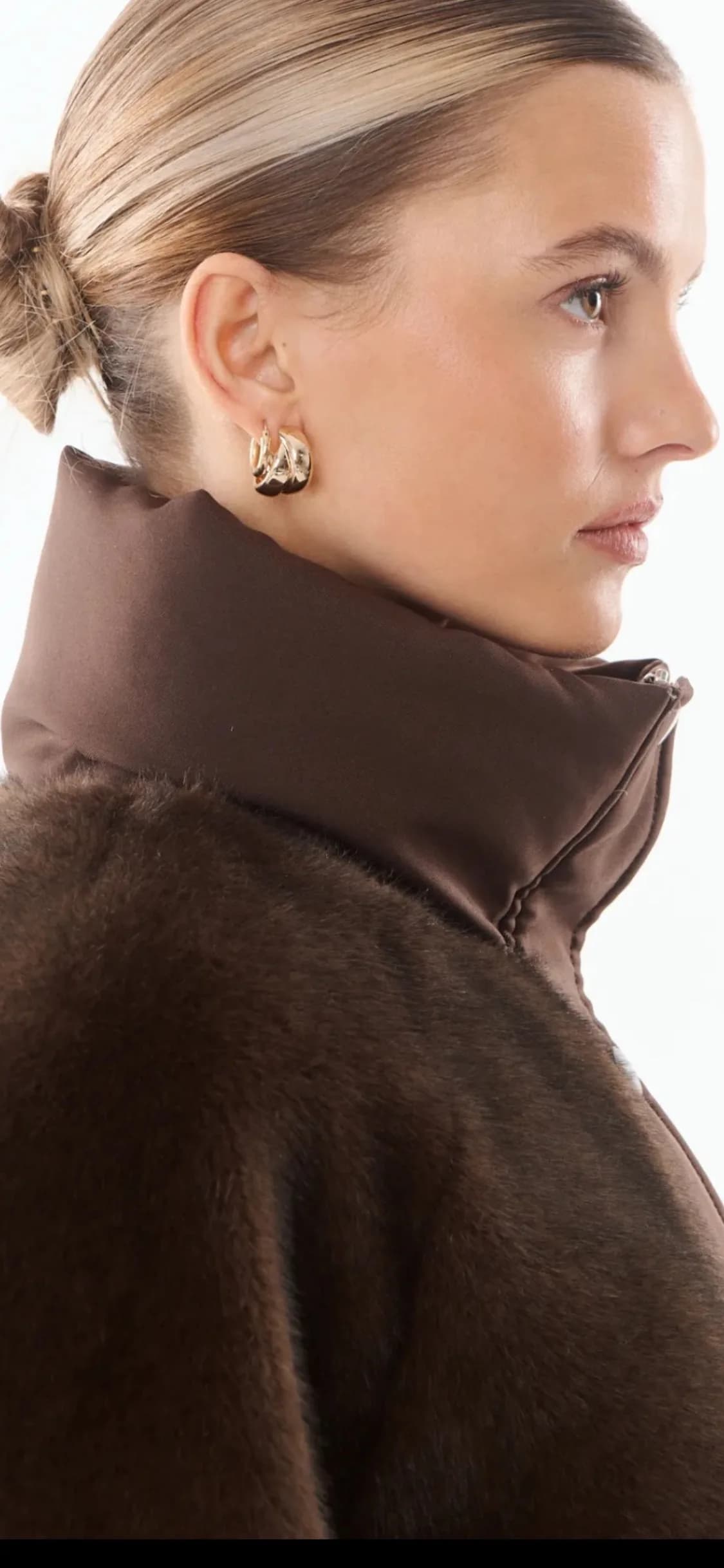 Veste Polly en polyester marron chocolat, à plat