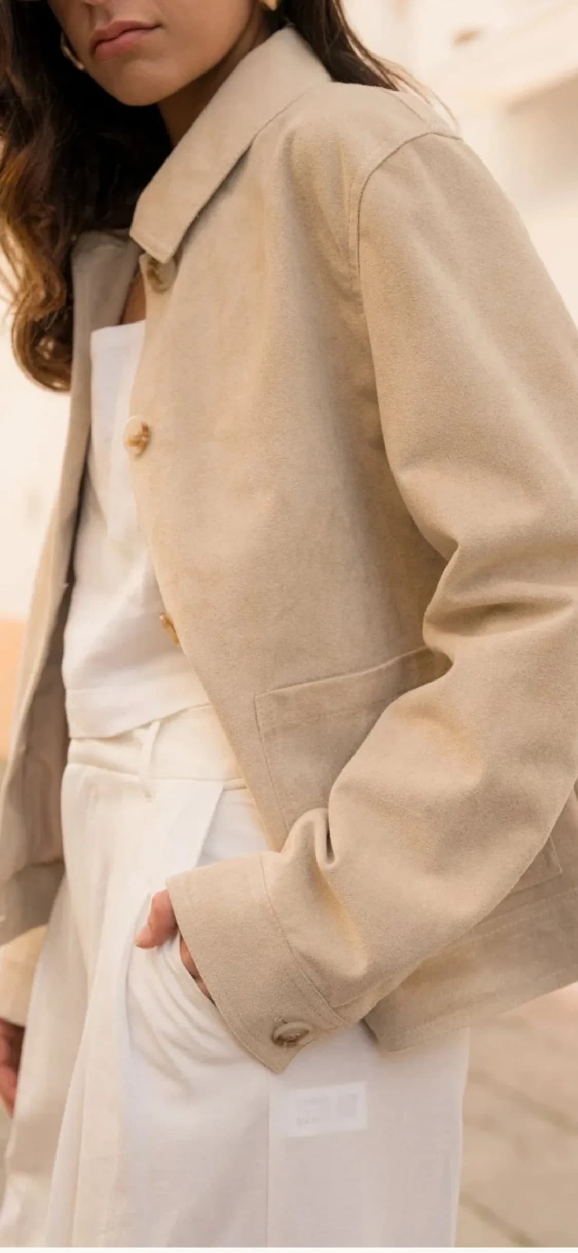 Veste Sabina beige, vue de détail