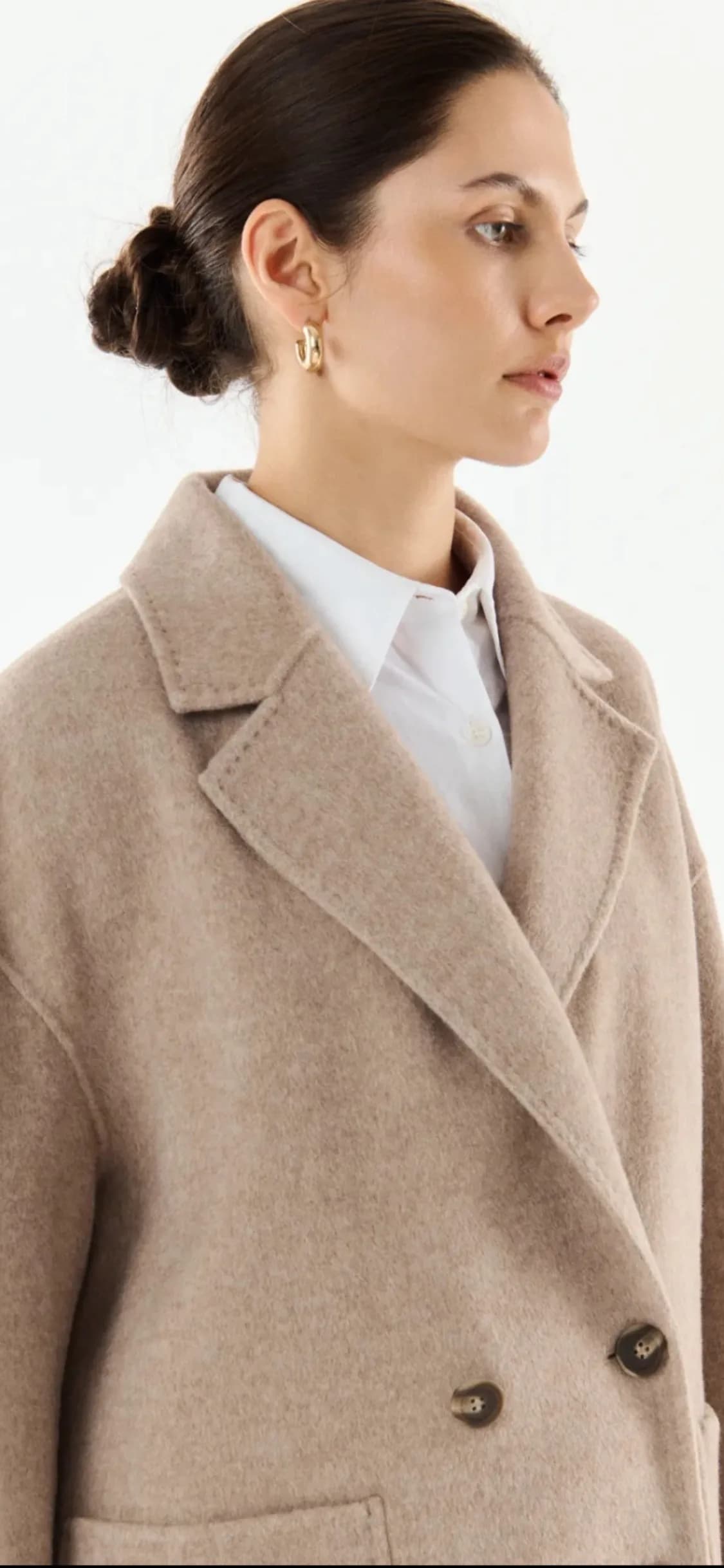 Veste Sammie en laine taupe, vue de détail