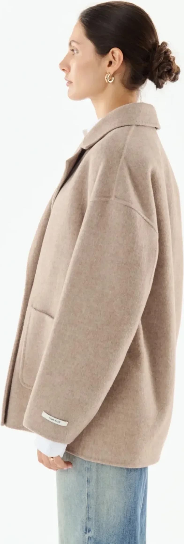 Veste Sammie en laine taupe, à plat