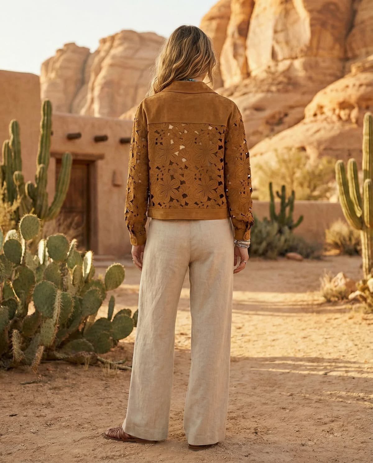 Veste ZELDA en polyester camel, à plat