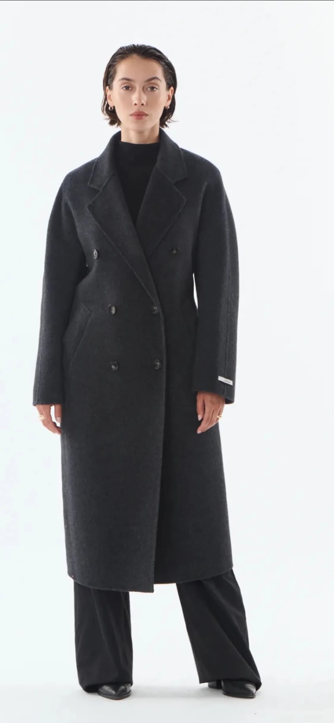 Manteau long gris, laine et cachemire, vue 2