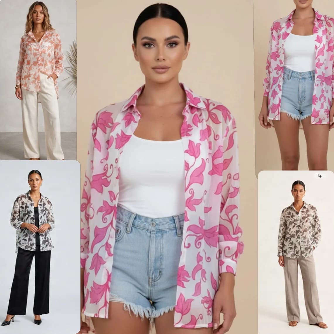 Chemise FLEURIE, de face