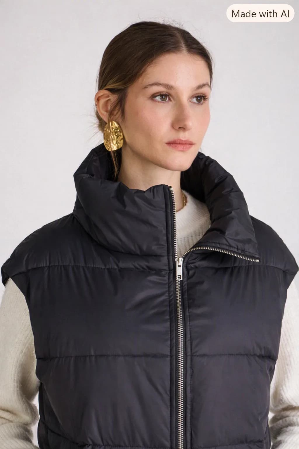 Doudoune sans manches Helena en polyester noir, de face