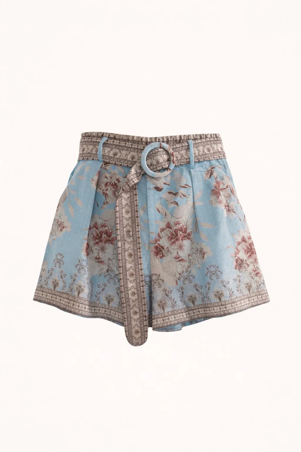 Short fluide taille haute bleu, de face