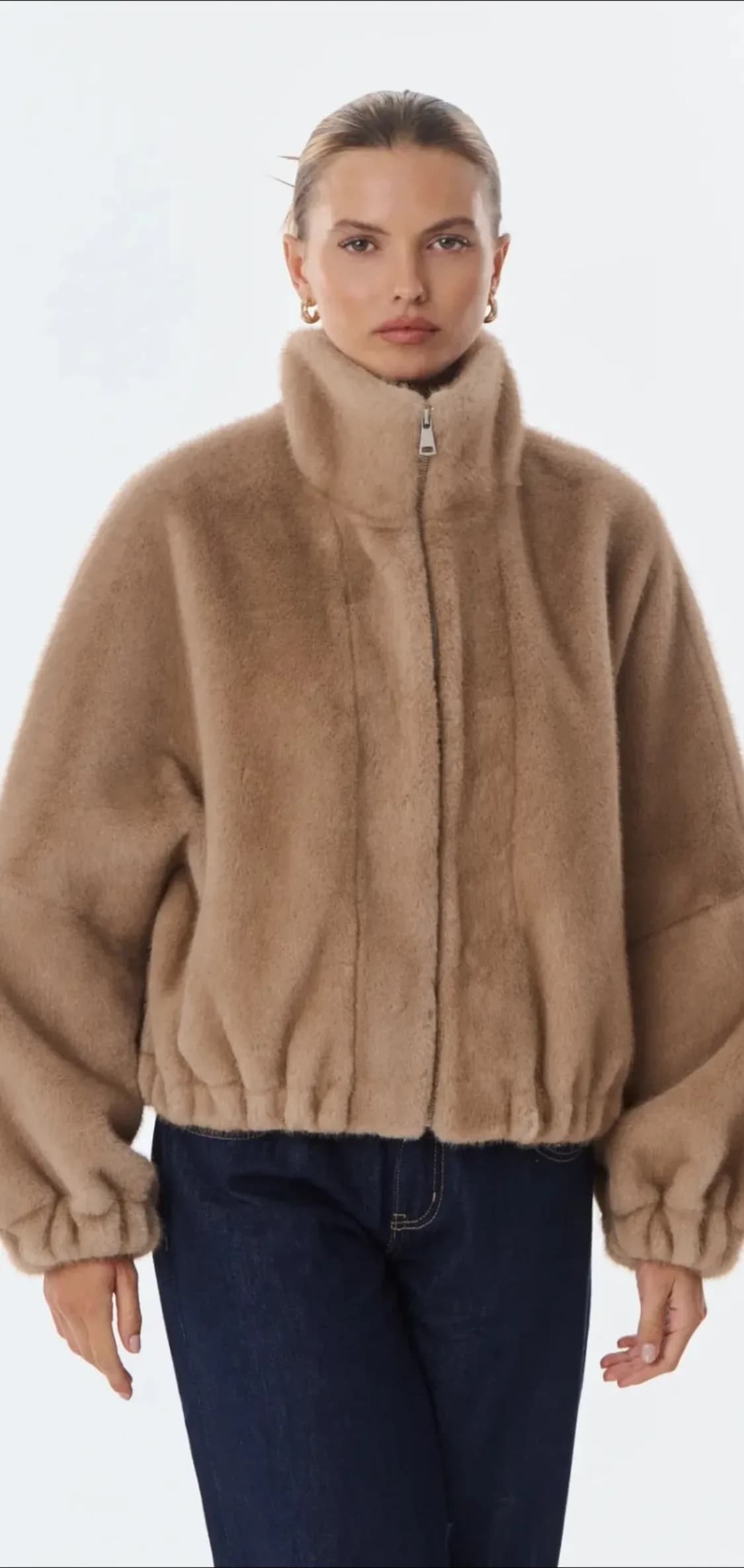 Veste Josie en polyester taupe, de face