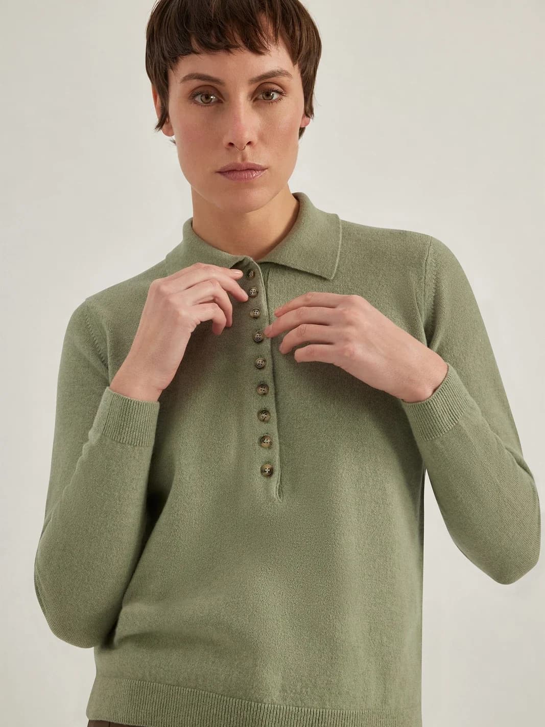 Polo en laine Geelong, col chemise boutonné, vue 2