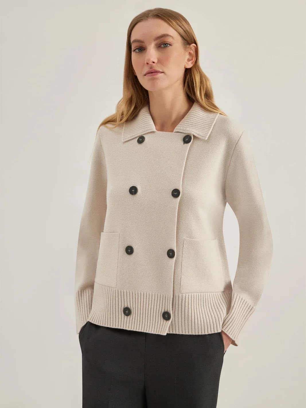 Veste croisée en maille de laine Geelong, vue 2