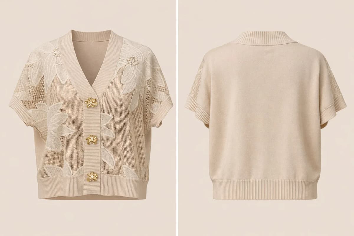 Cardigan en maille ajourée à fleurs, vue 2