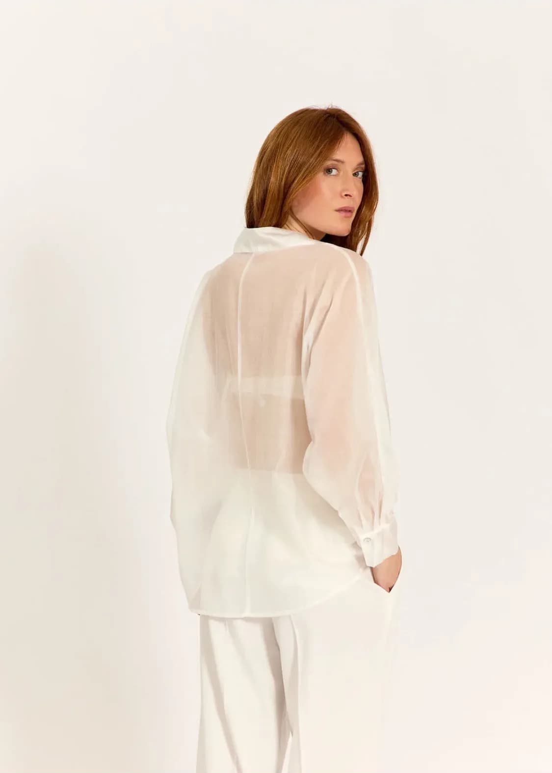Chemise ample crème en lyocell, vue 2