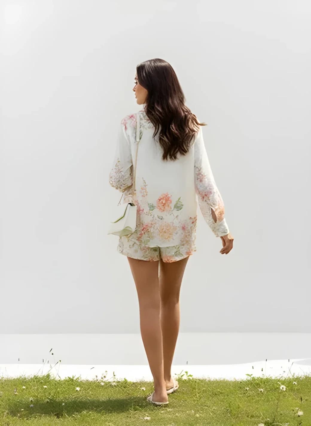 Chemise en coton fleurie, manches longues, vue 3