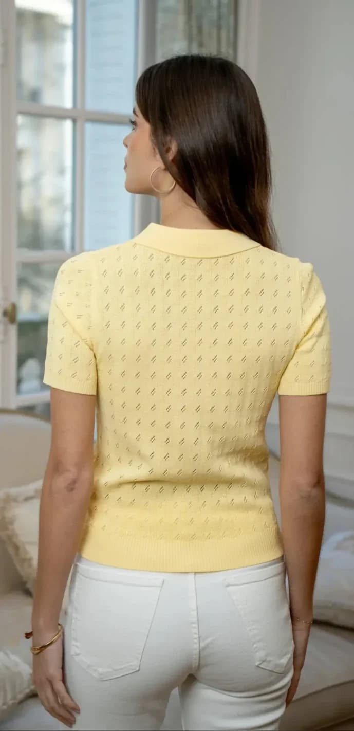 Polo en maille ajourée, manches courtes, vue 4