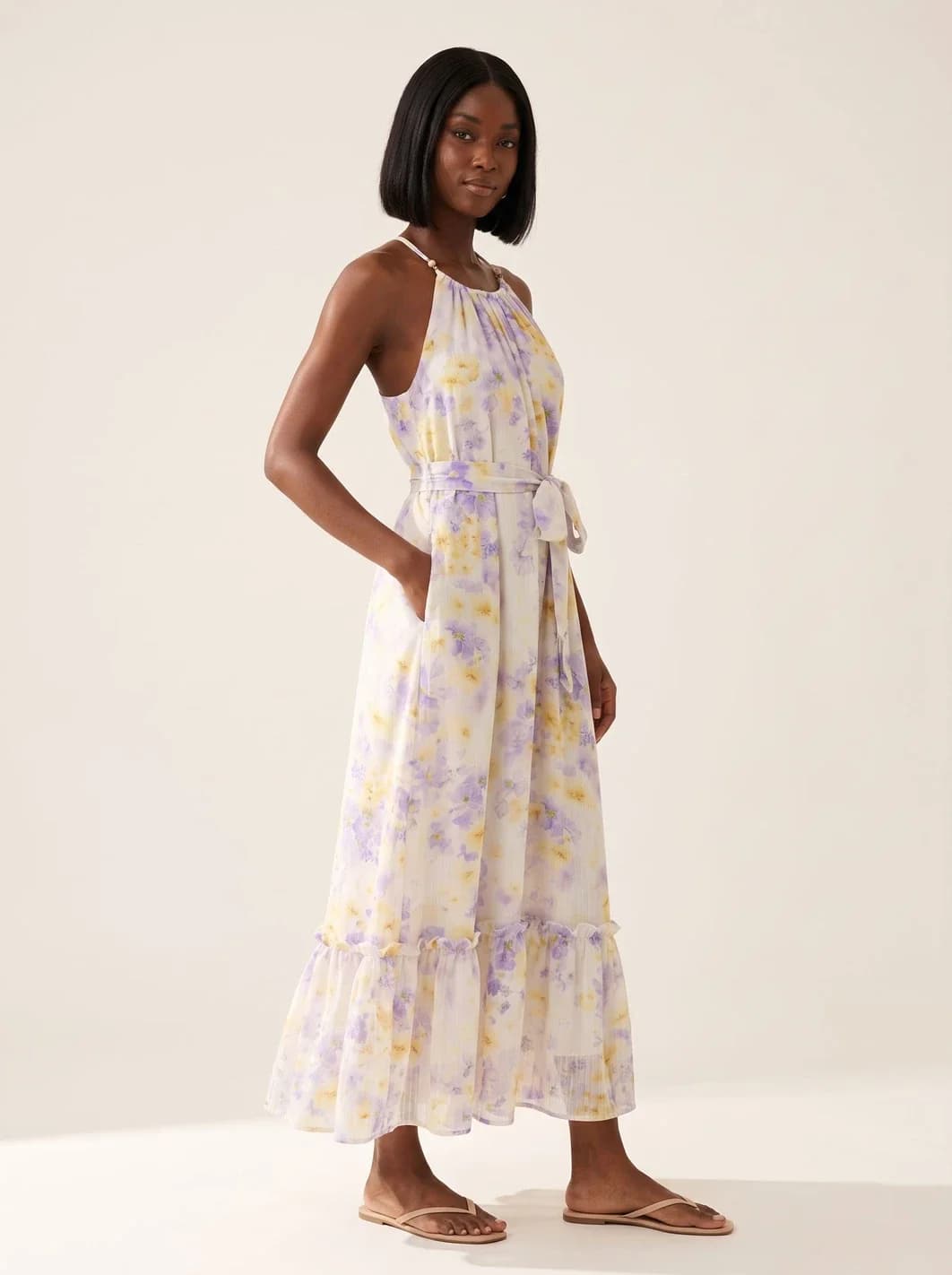Robe longue fleurie à fines bretelles, vue 7