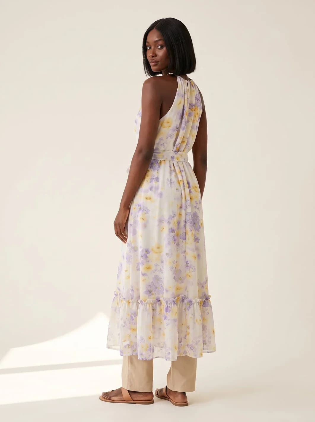 Robe longue fleurie à fines bretelles, vue 8