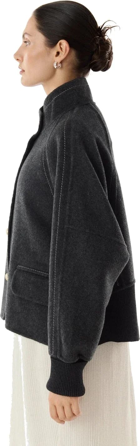 Veste courte en laine et cachemire, col montant, vue 10