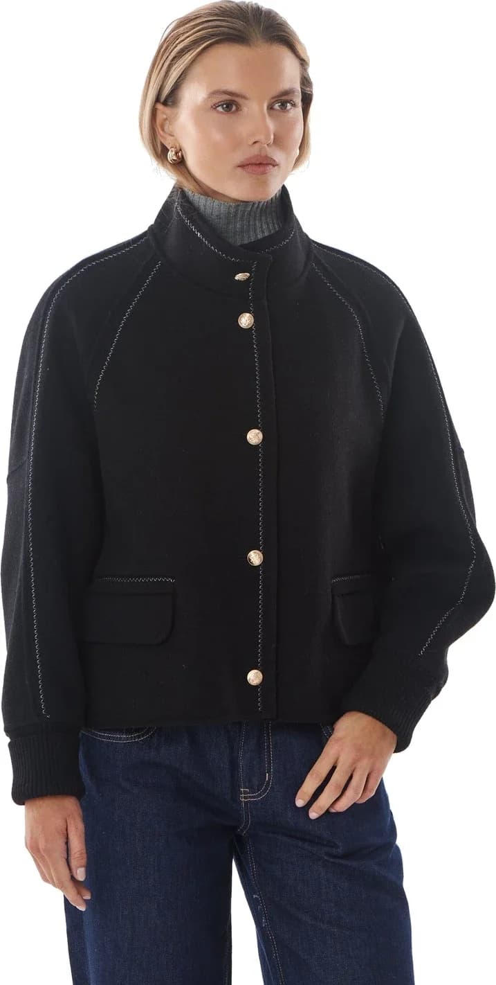 Veste courte en laine et cachemire, col montant, vue 13