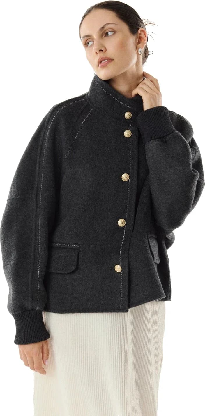 Veste courte en laine et cachemire, col montant, vue 8