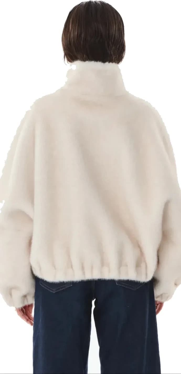 Veste écrue en fausse fourrure bouclette, vue 8