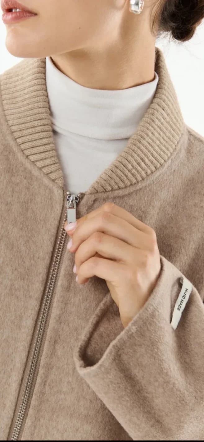 Veste taupe en laine et cachemire, vue 2