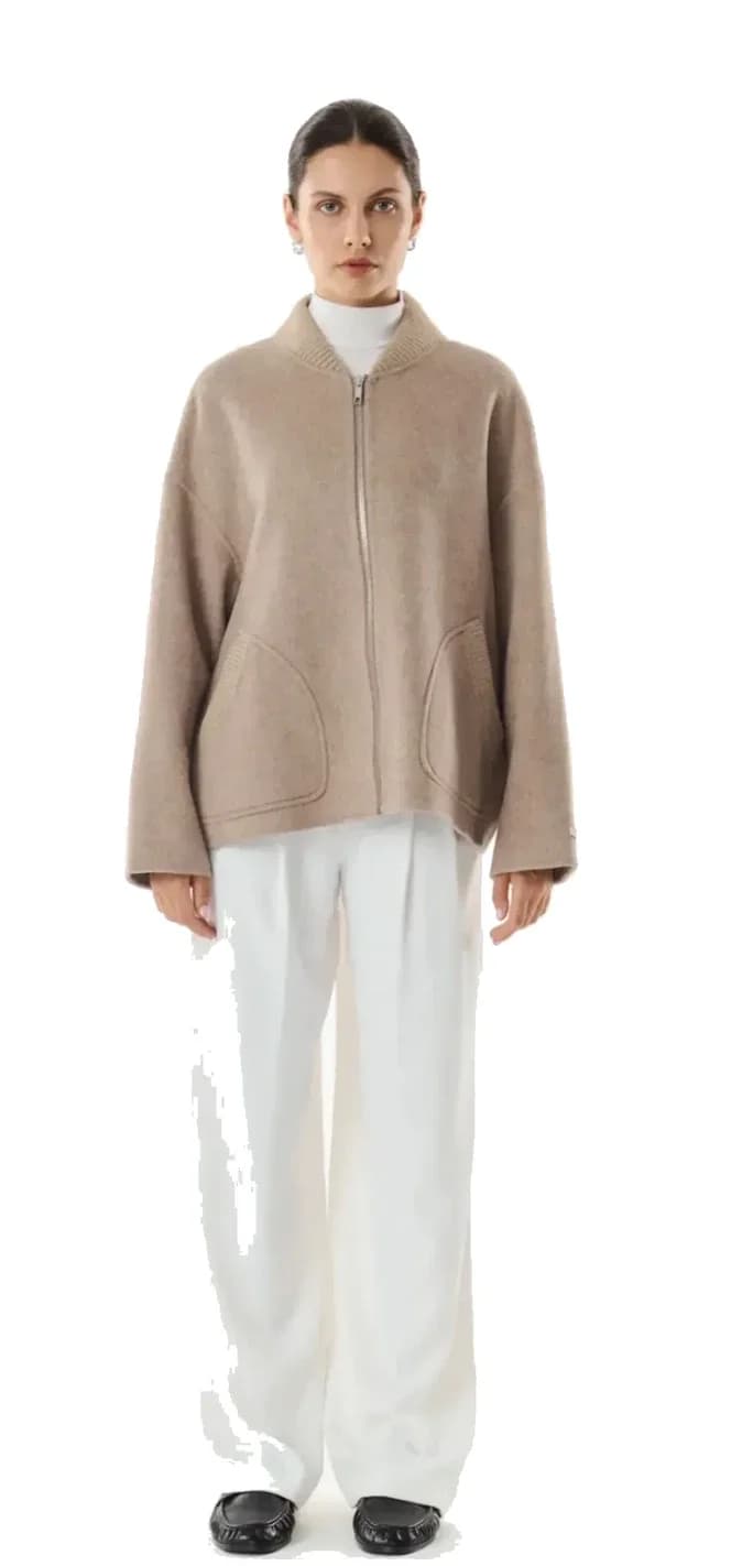 Veste taupe en laine et cachemire, vue 3